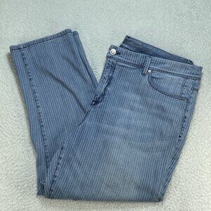 Chicos Jeans Womens (3.0) US 16 Blue Striped Girlfriend Crop High Rise 38x25